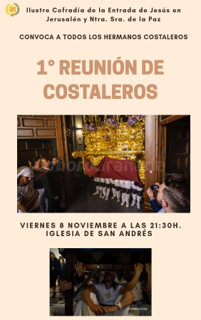 Cofradía Borriquilla Granada: PRIMERA REUNIÓN DE COSTALEROS 2019/2020