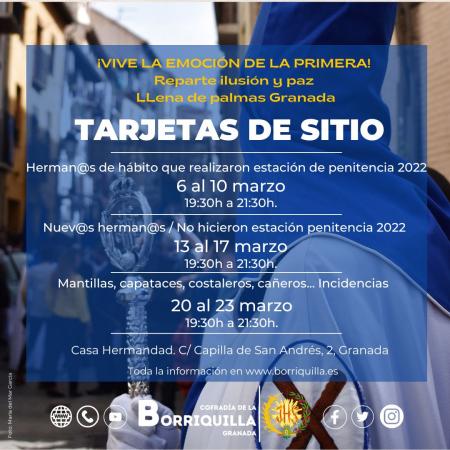 Cofradía Borriquilla Granada: TARJETAS DE SITIO Y RETIRADA DE HÁBITO. DOMINGO DE RAMOS 2023