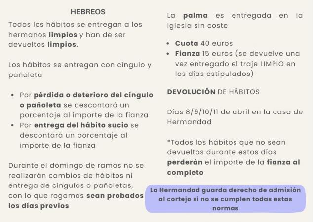 Cofradía Borriquilla Granada: NORMAS PARA LA ESTACIÓN DE PENITENCIA 2026 Y EDADES PARA PUESTOS
