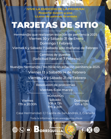 Cofradía Borriquilla Granada: QUIERES LLEVAR UNA INSIGNIA O BÁCULO EL DOMINGO DE RAMOS. ESTAMOS CON EL REPARTO DE TARJETAS DE SITIO